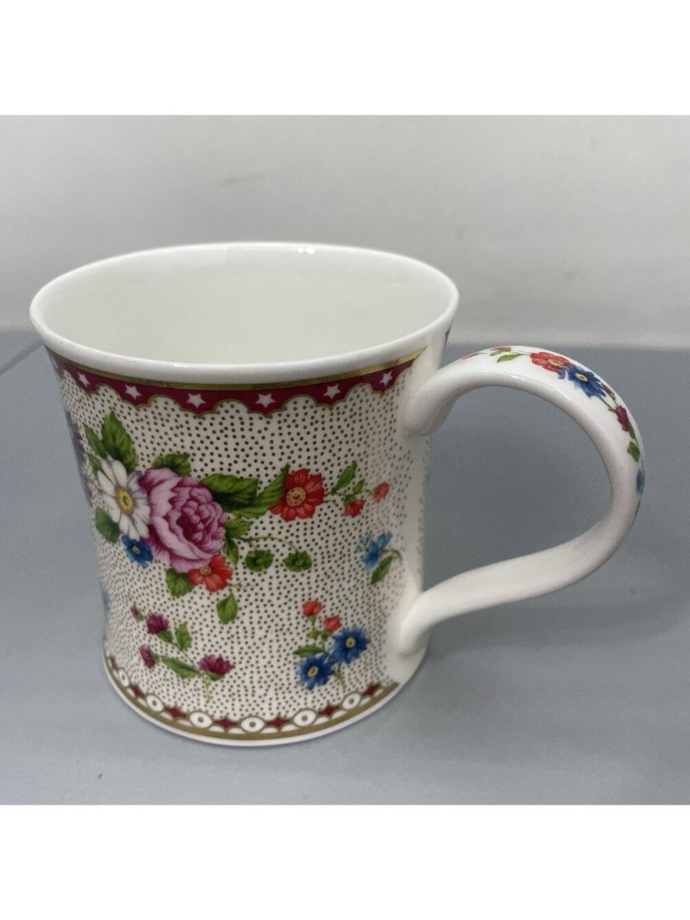 Vintage Dunoon Mug Coffe Cup Chintz Bouquet Aileen Morley Floral Fine Bone China